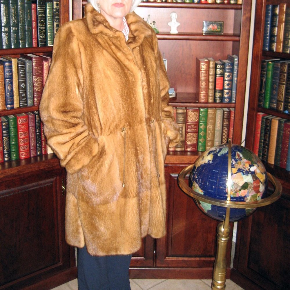 Genuine Whiskey Mink by Stefania Sarle w/waist tie knee length Current Appraisal